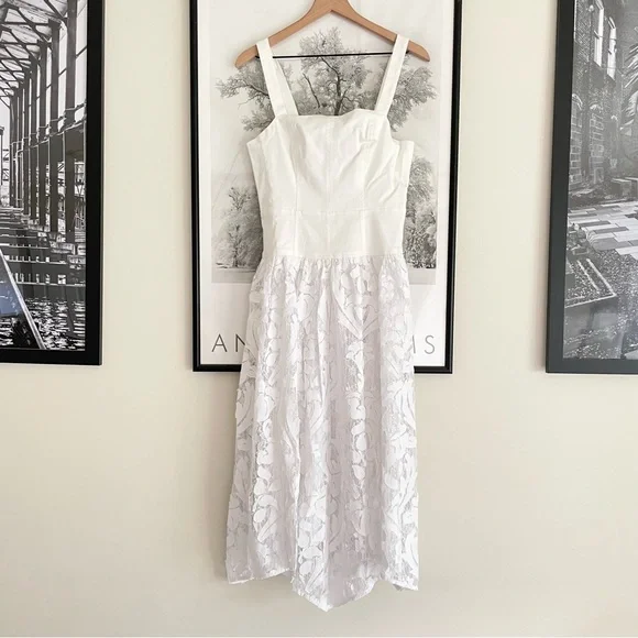 Anthropologie Pilcro Sleeveless Lace Drop Waist Midi Dress Ivory White NWT 8 - Picture 6 of 16